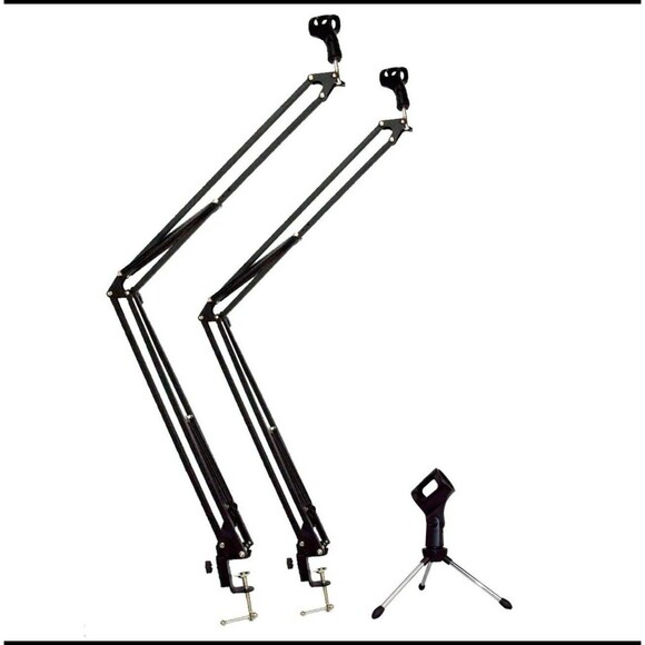ChromaCast Scissor Arm Mic Stand 28" and 38" Pack Professional Microphone Boom - Picture 1 of 2